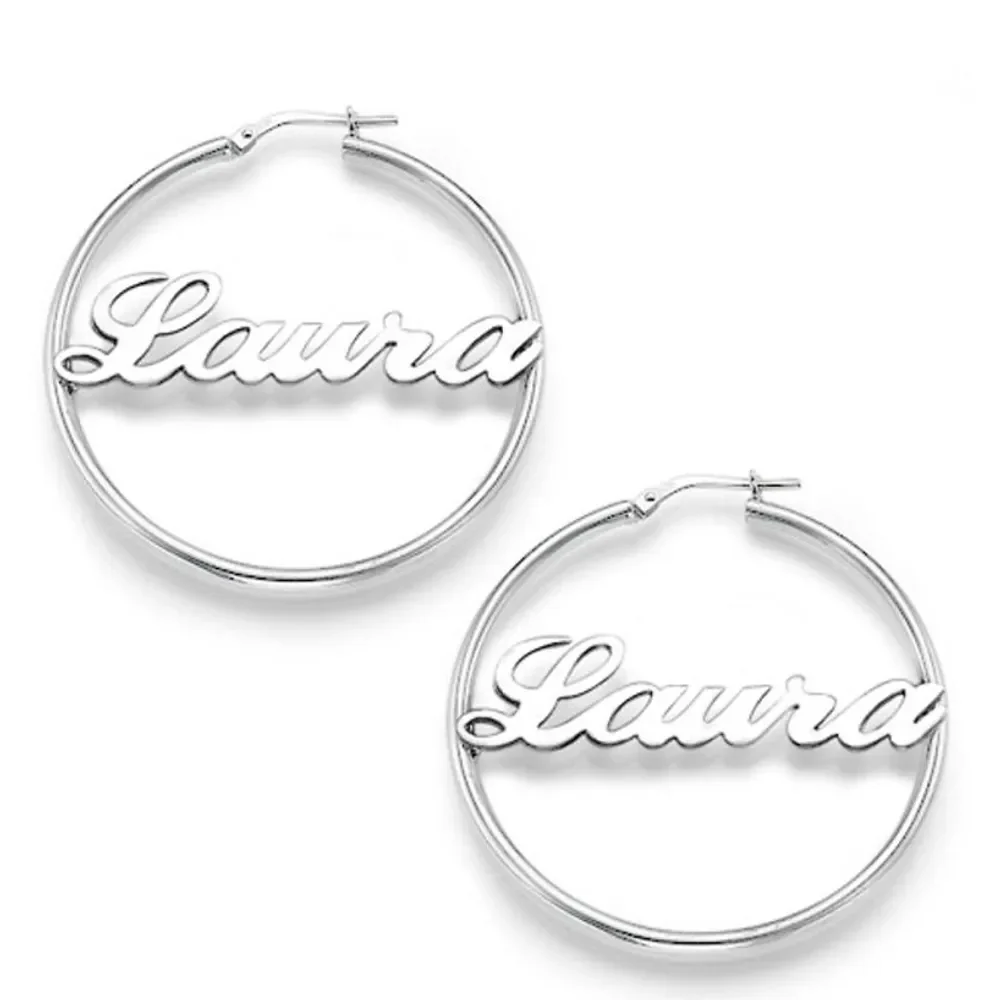 Gold & Silver Personalized Hoop Name Earring - FKJERNU6255 - Image 5