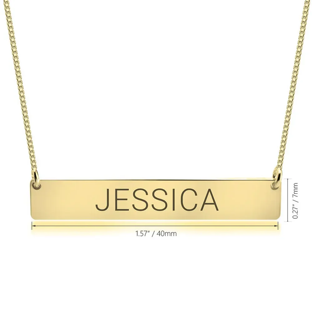 Gold & Silver Personalized Horizontal Bar Necklace - FKJNKLU6192 - Image 4