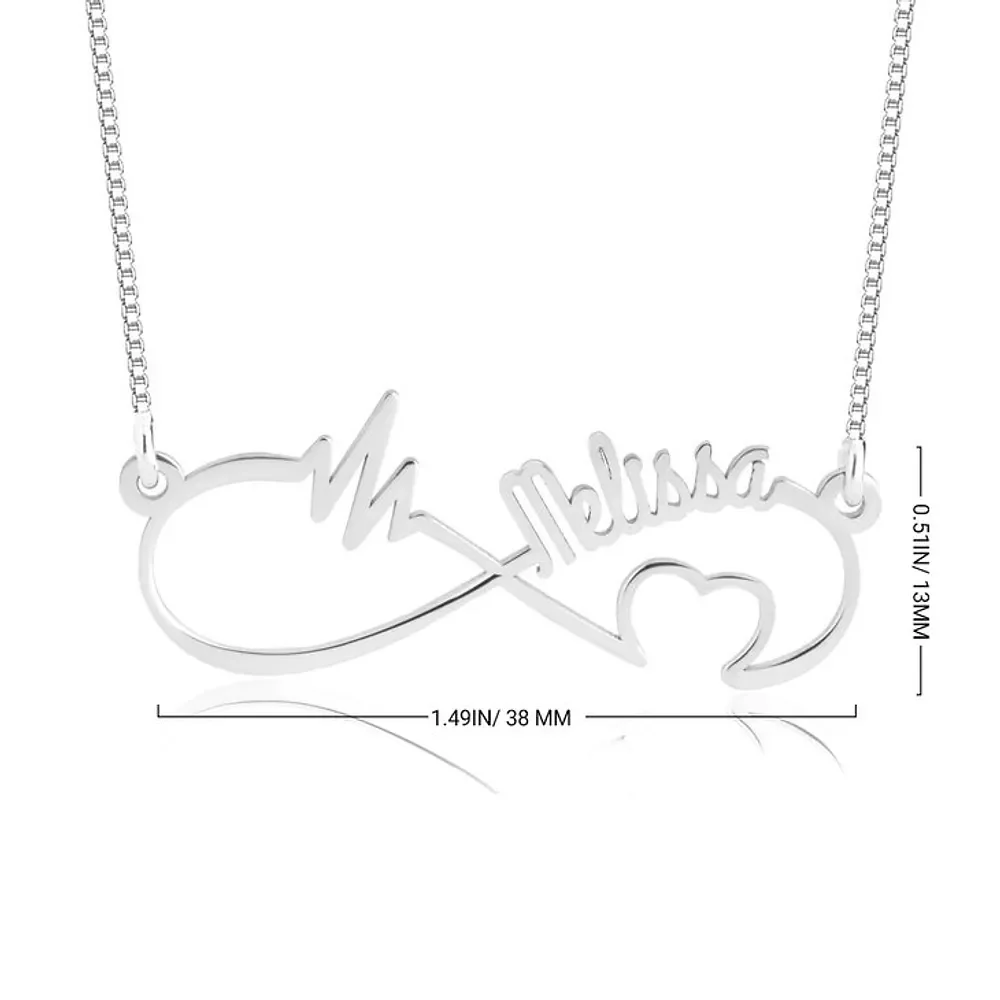 Gold & Silver Personalized Infinity Heartbeat Necklace - FKJNKLU6216 - Image 4