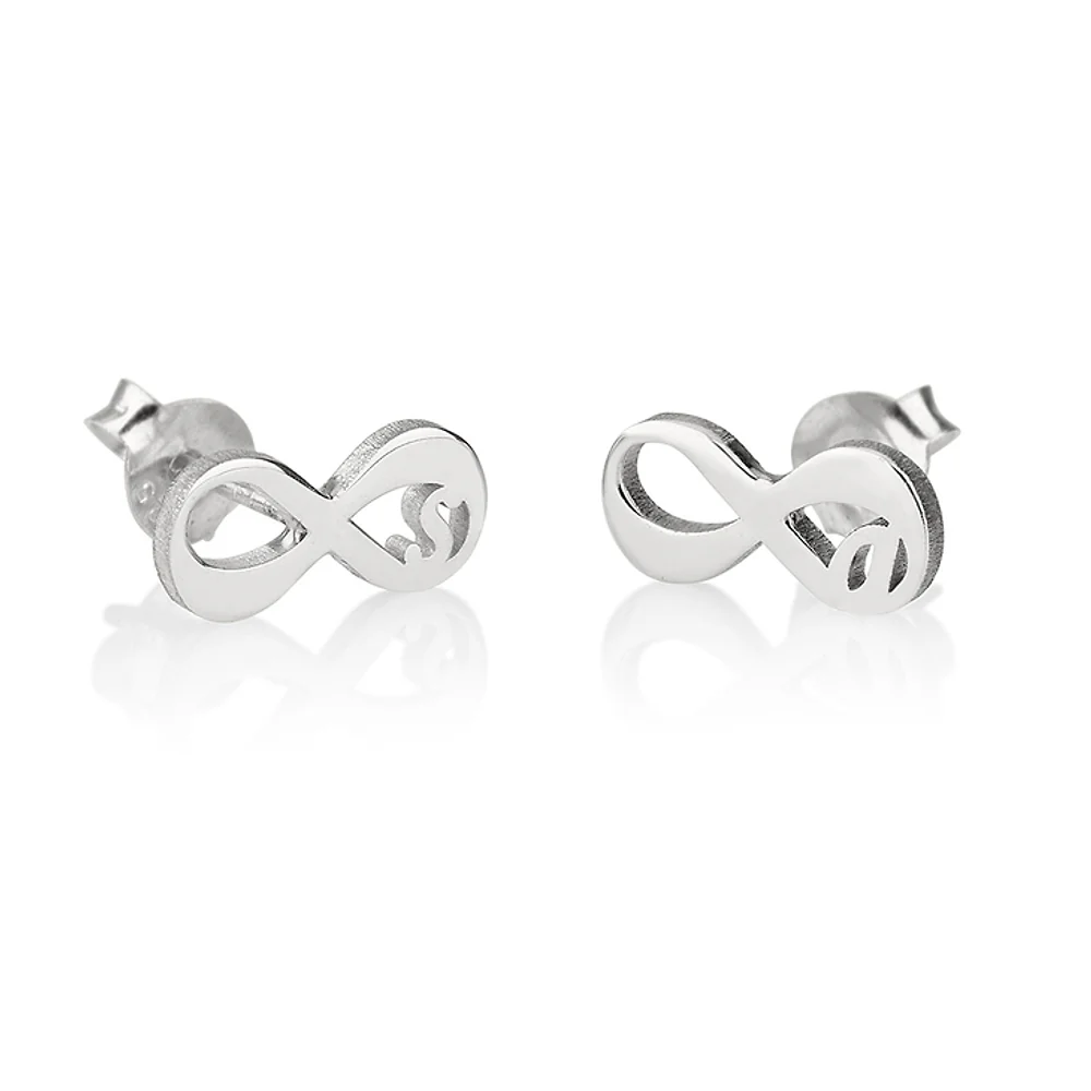 Gold & Silver Personalized Infinity Initial Earrings - FKJERNU6250 - Image 3