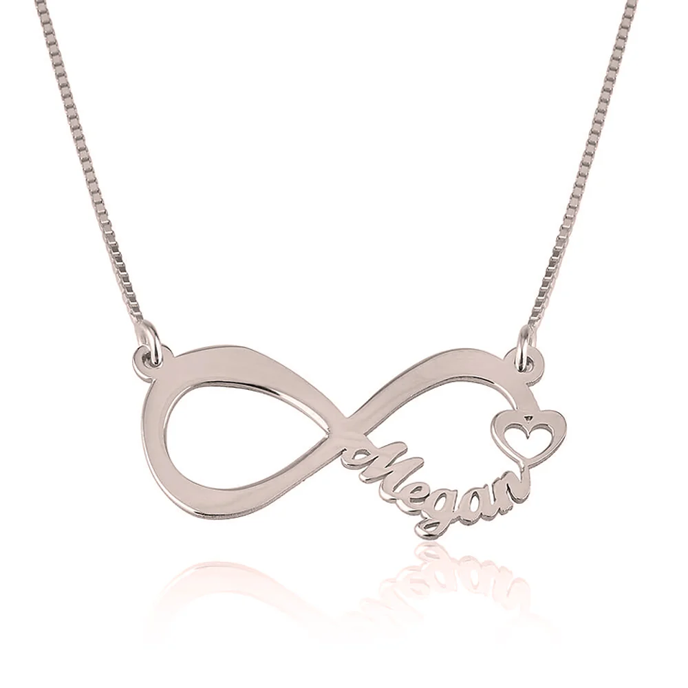 Gold & Silver Personalized Infinity Name Necklace with Heart - FKJNKLU6211 - Image 4