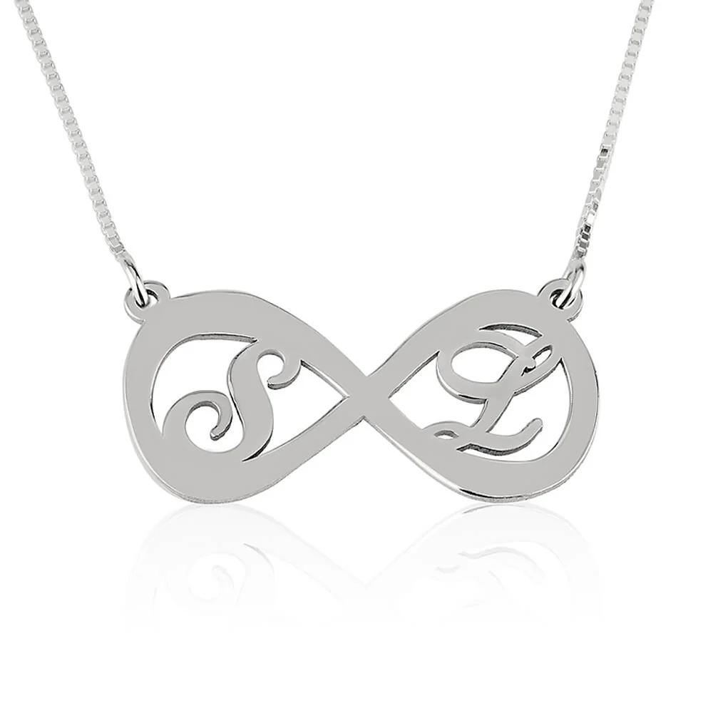 Gold & Silver Personalized Infinity Necklace with Two Letters - FKJNKLU6188 - Image 2