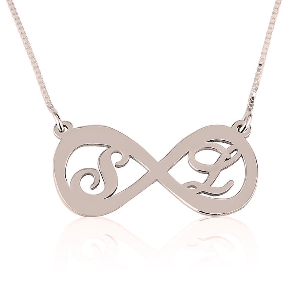 Gold & Silver Personalized Infinity Necklace with Two Letters - FKJNKLU6188 - Image 3