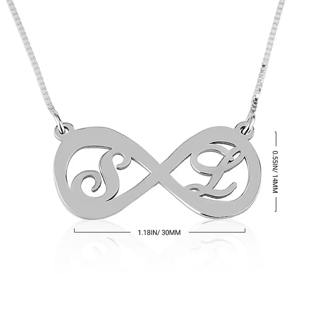 Gold & Silver Personalized Infinity Necklace with Two Letters - FKJNKLU6188 - Image 5