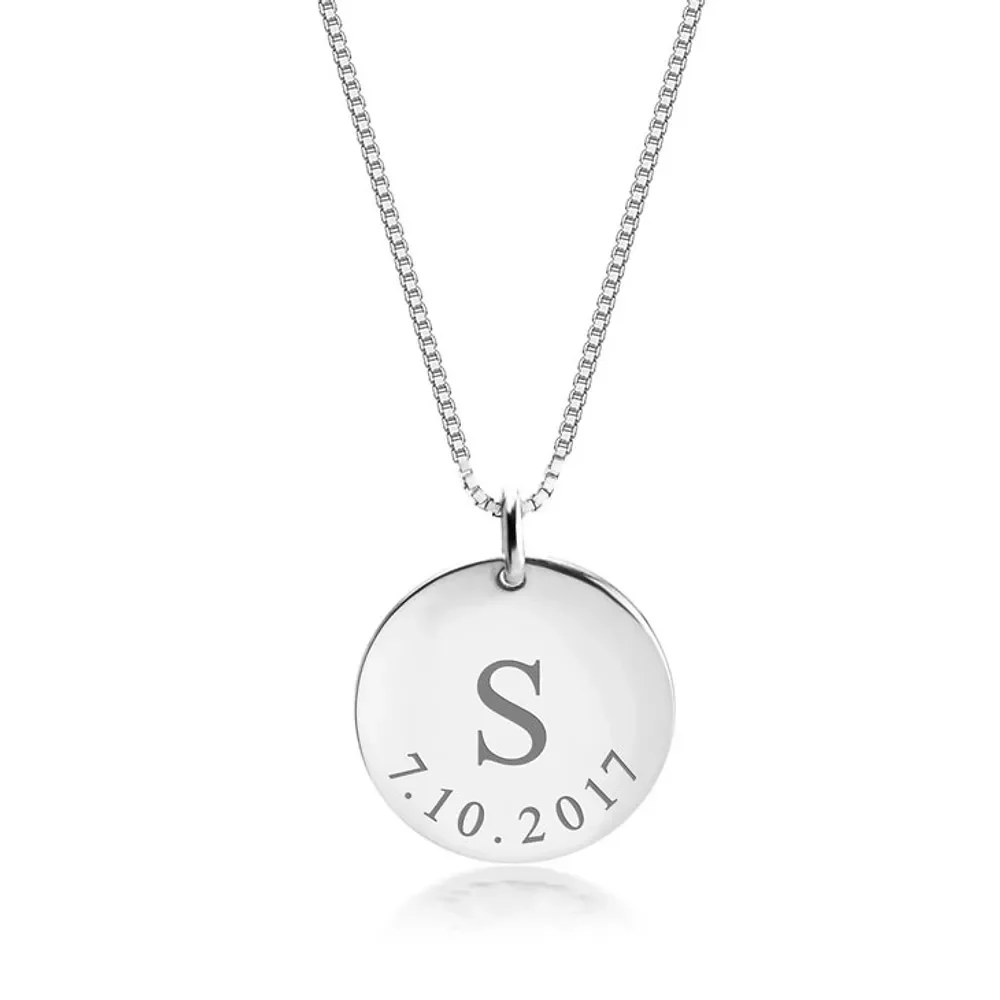 Gold & Silver Personalized Initial & Date Necklace - FKJNKLU6187 - Image 2