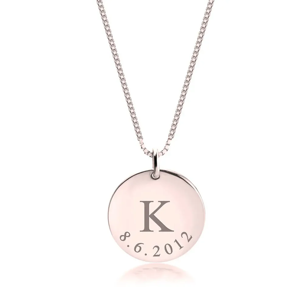Gold & Silver Personalized Initial & Date Necklace - FKJNKLU6187 - Image 3
