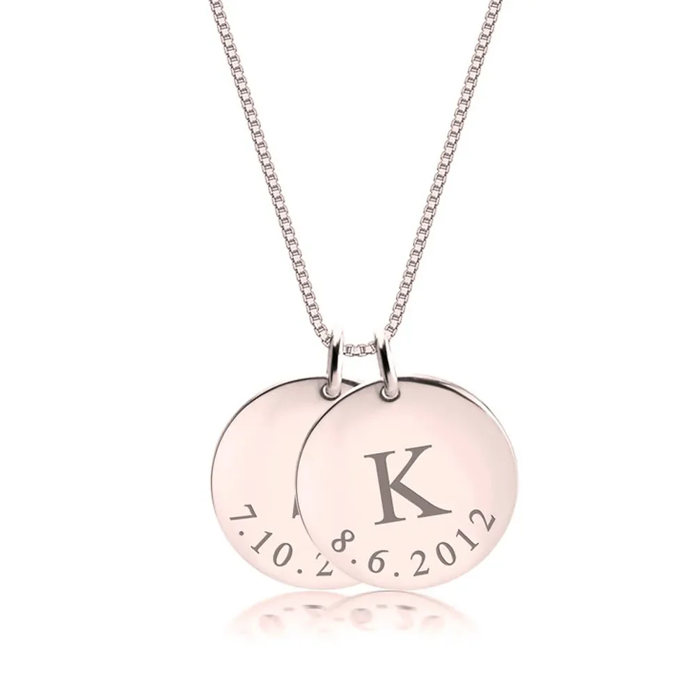 Gold & Silver Personalized Initial & Date Necklace - FKJNKLU6187 - Image 6