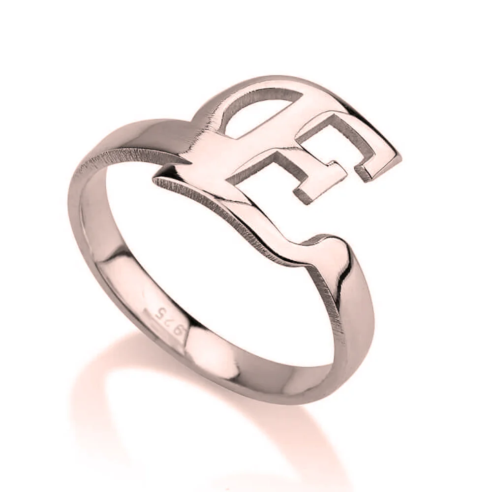 Gold & Silver Personalized Initial Letter Ring - FKJRNU6236 - Image 4