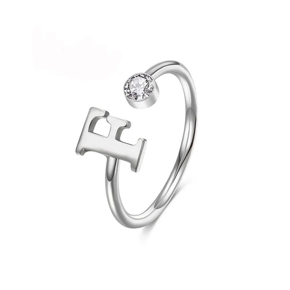Gold & Silver Personalized Initial Letter Ring with Birthstone - FKJRNU6239 - Image 4