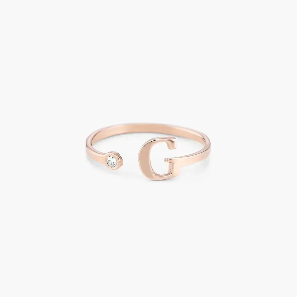 Gold & Silver Personalized Initial Letter Ring with Birthstone - FKJRNU6239 - Image 8