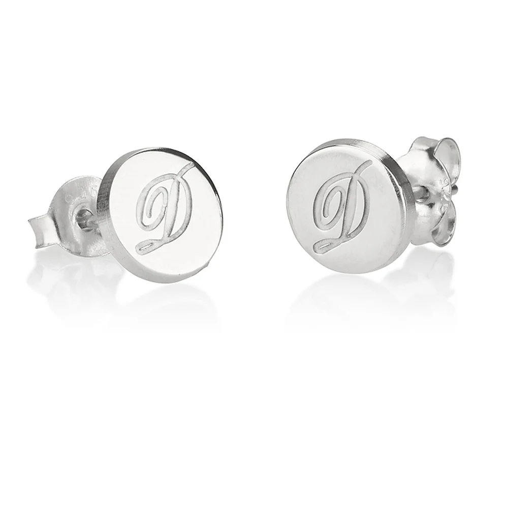 Gold & Silver Personalized Initial Studs Earrings - FKJERNU6247 - Image 3