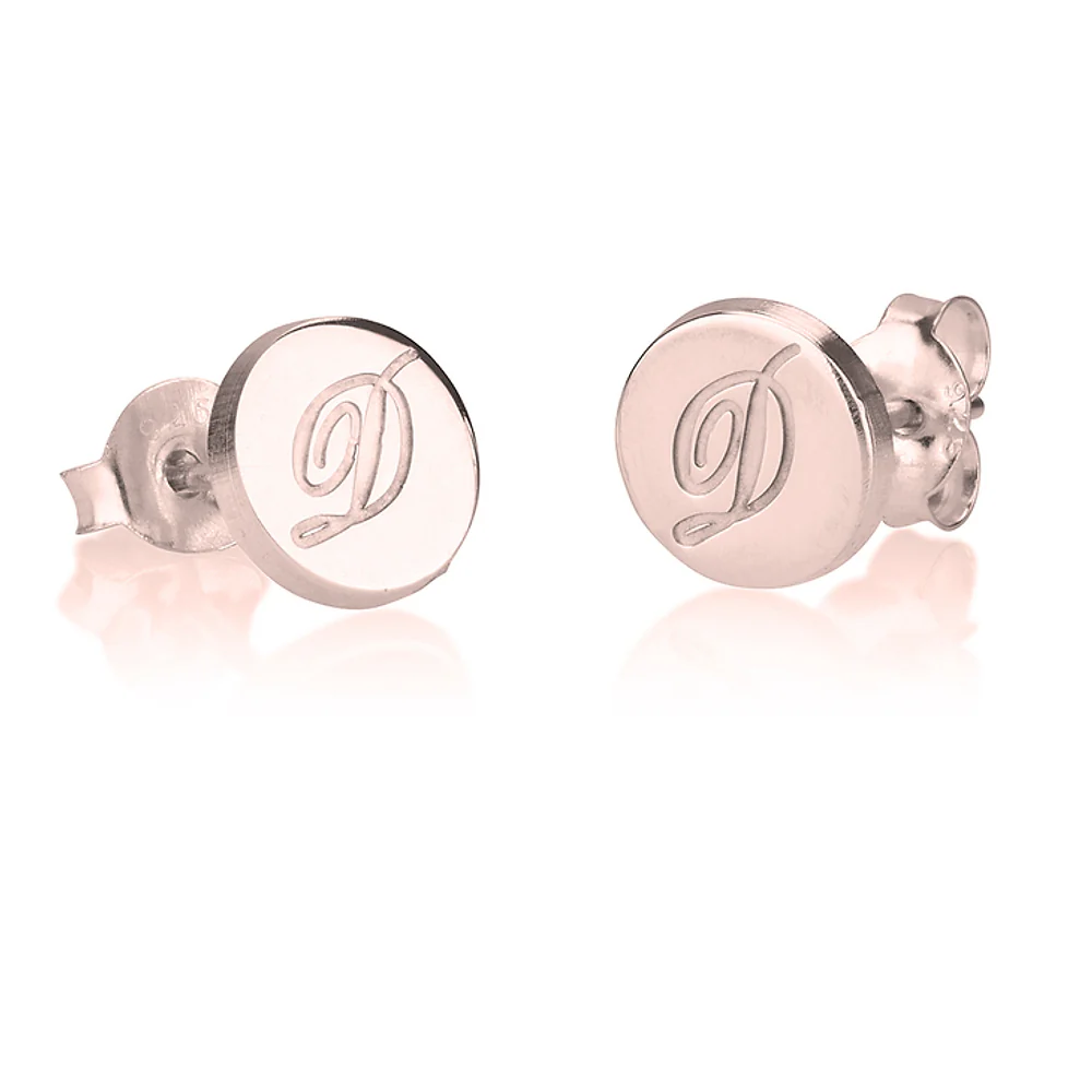 Gold & Silver Personalized Initial Studs Earrings - FKJERNU6247 - Image 4