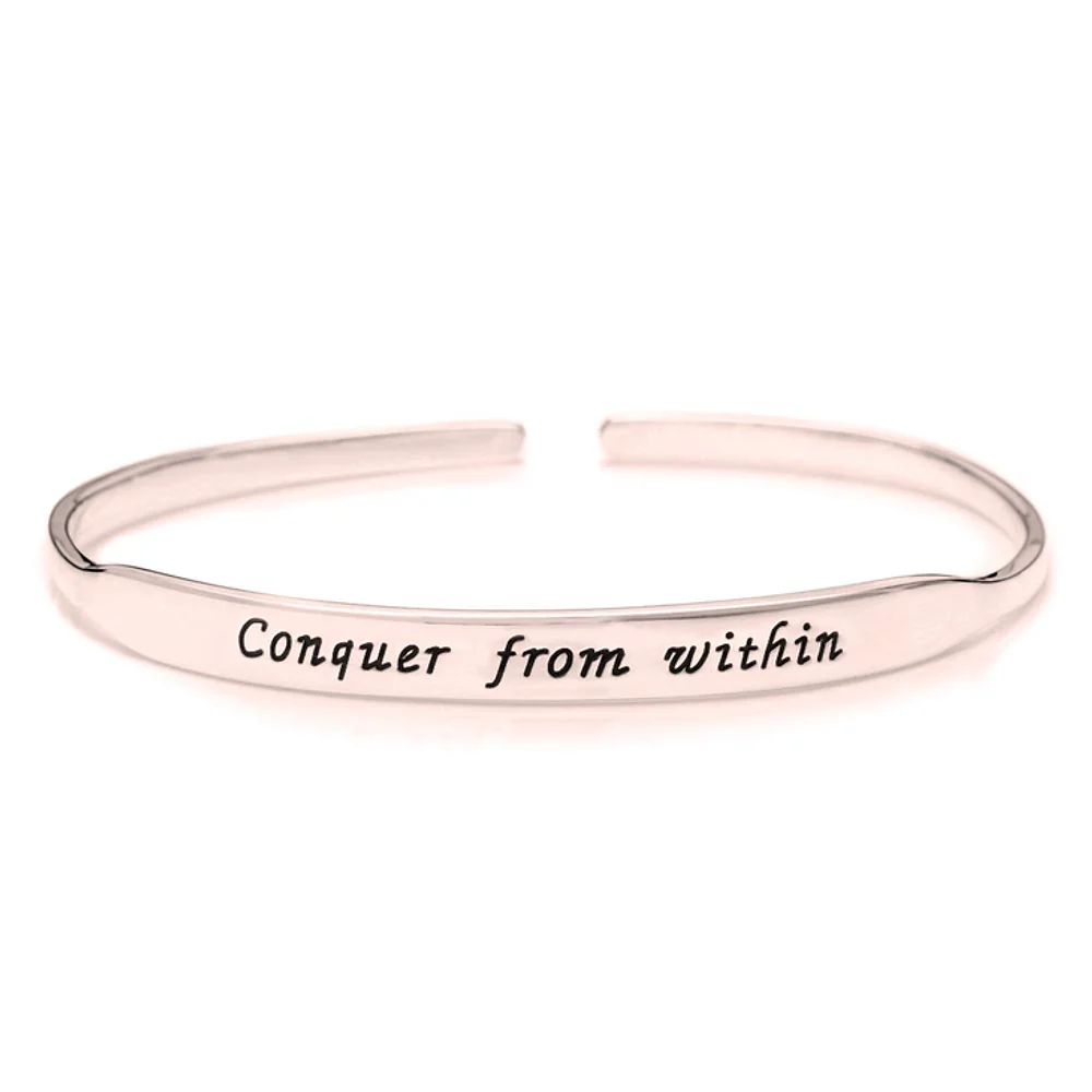 Gold & Silver Personalized Inspirational Engraved Bangle - FKJBNGU6271 - Image 2