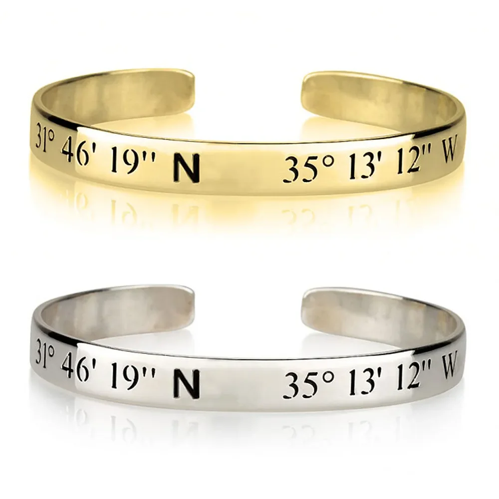 Gold & Silver Personalized Longitude and Latitude Bracelet - FKJBRLU6264 - Image 2