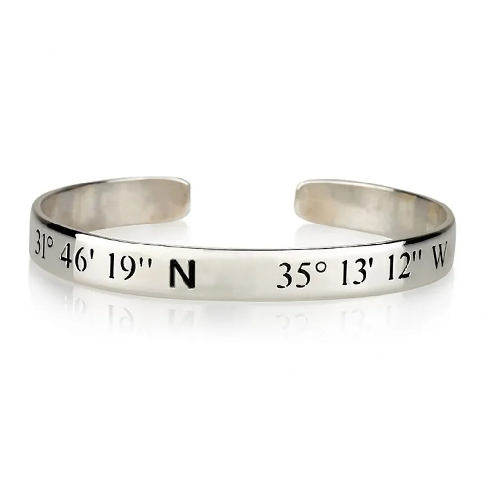 Gold & Silver Personalized Longitude and Latitude Bracelet - FKJBRLU6264 - Image 3