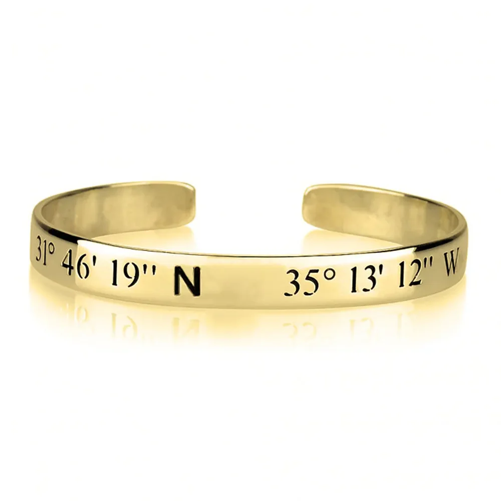 Gold & Silver Personalized Longitude and Latitude Bracelet - FKJBRLU6264 - Image 5