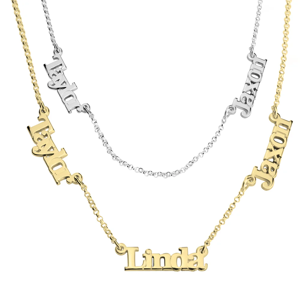 Gold & Silver Personalized Multi Name Necklace - FKJNKLU6152 - Image 4