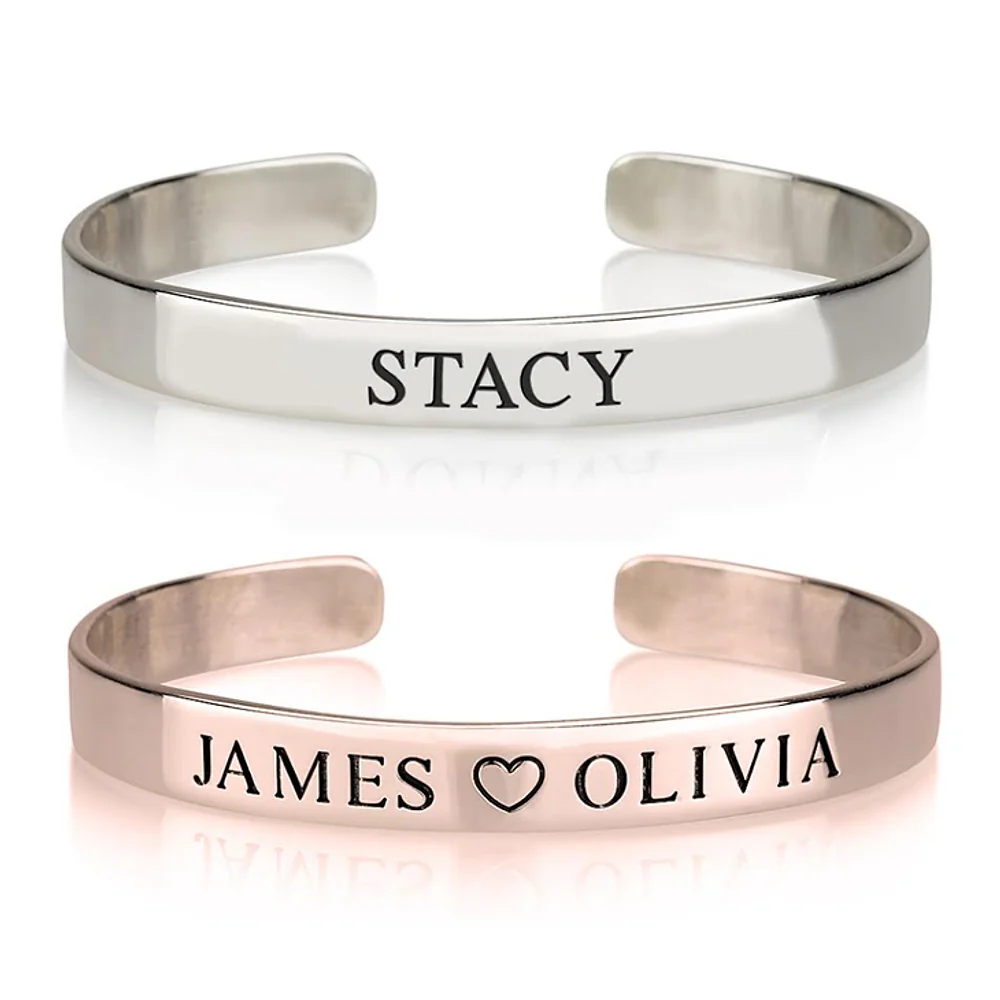 Gold & Silver Personalized Name Bangle Bracelet - FKJBRLU6258