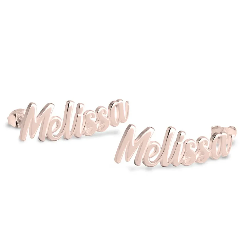 Gold & Silver Personalized Name Earrings - FKJERNU6245 - Image 4