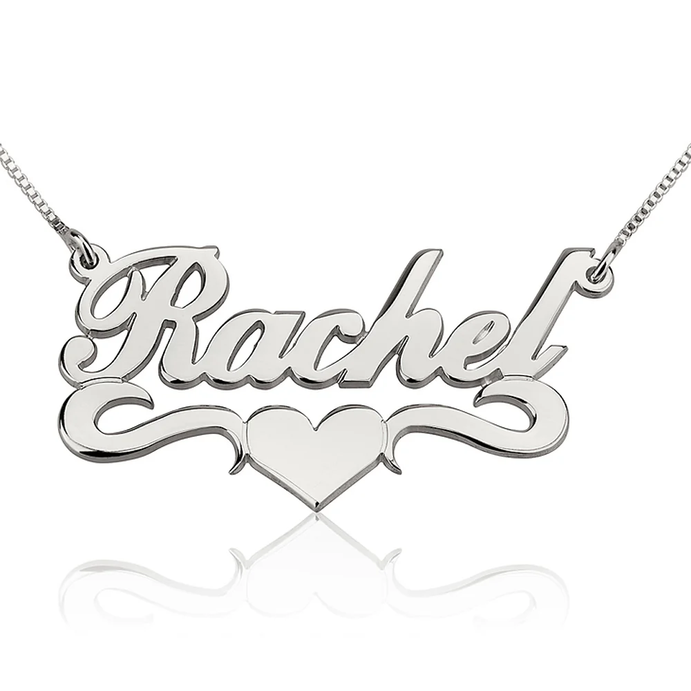 Gold & Silver Personalized Name Necklace with Heart - FKJNKLU6164 - Image 2