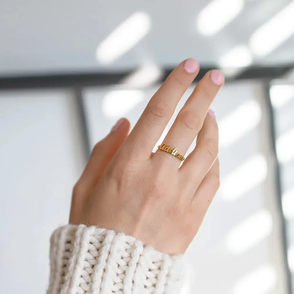 Gold & Silver Personalized Name Ring - FKJRNU6220 - Image 5
