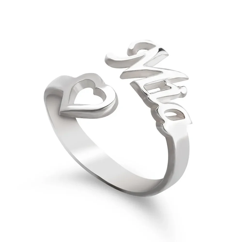 Gold & Silver Personalized Name Ring With Heart - FKJRNU6234 - Image 2