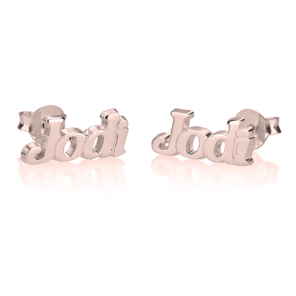 Gold & Silver Personalized Name Stud Earrings - FKJERNU6246 - Image 4