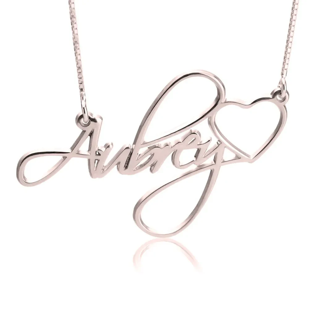 Gold & Silver Personalized Name with Heart Necklace - FKJNKLU6171 - Image 3