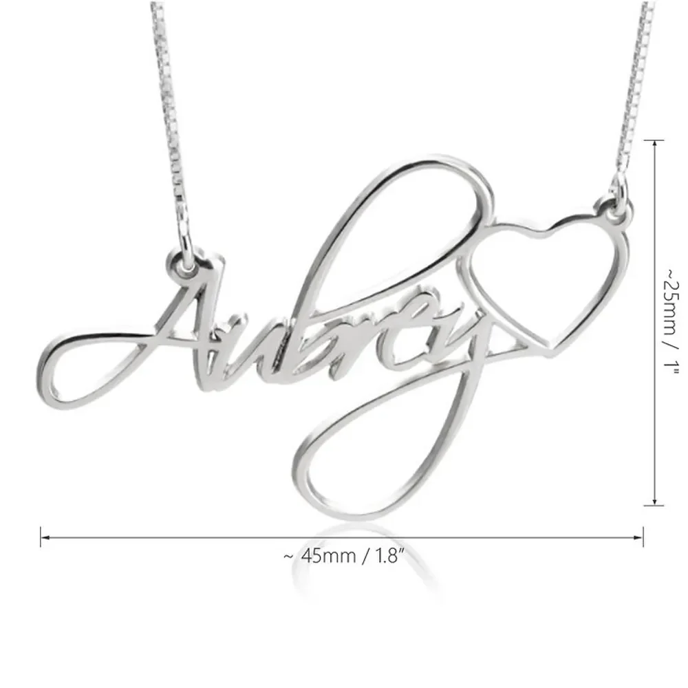 Gold & Silver Personalized Name with Heart Necklace - FKJNKLU6171 - Image 4