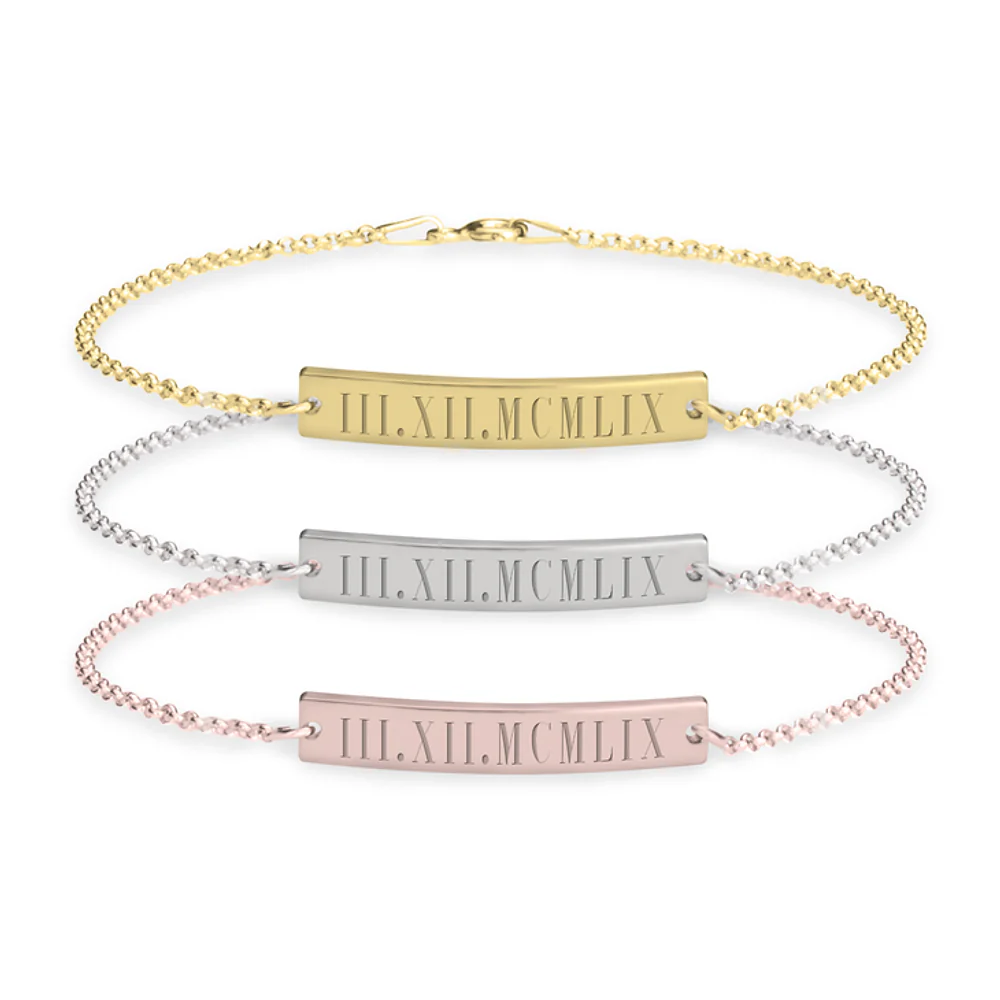 Gold & Silver Personalized Roman Number Bracelet - FKJBRLU6267