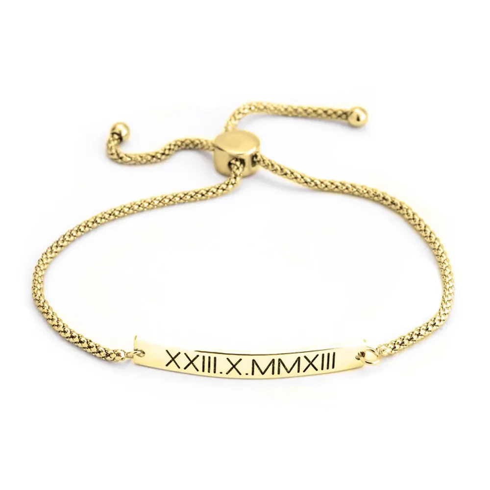Gold & Silver Personalized Roman Number Bracelet - FKJBRLU6267 - Image 2