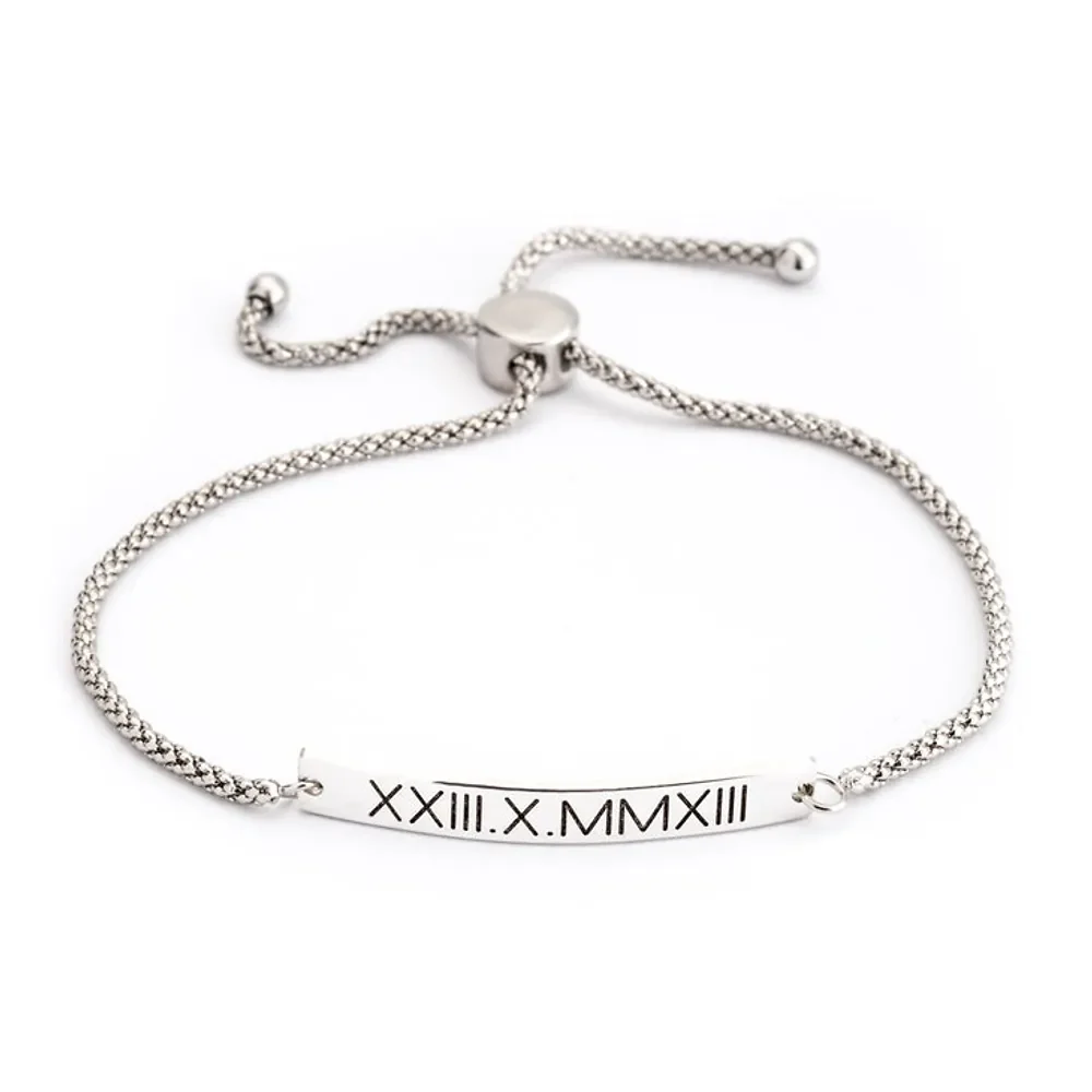 Gold & Silver Personalized Roman Number Bracelet - FKJBRLU6267 - Image 3