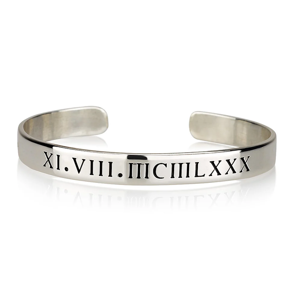 Gold & Silver Personalized Roman Numeral Cuff Bracelet - FKJBRLU6263 - Image 4