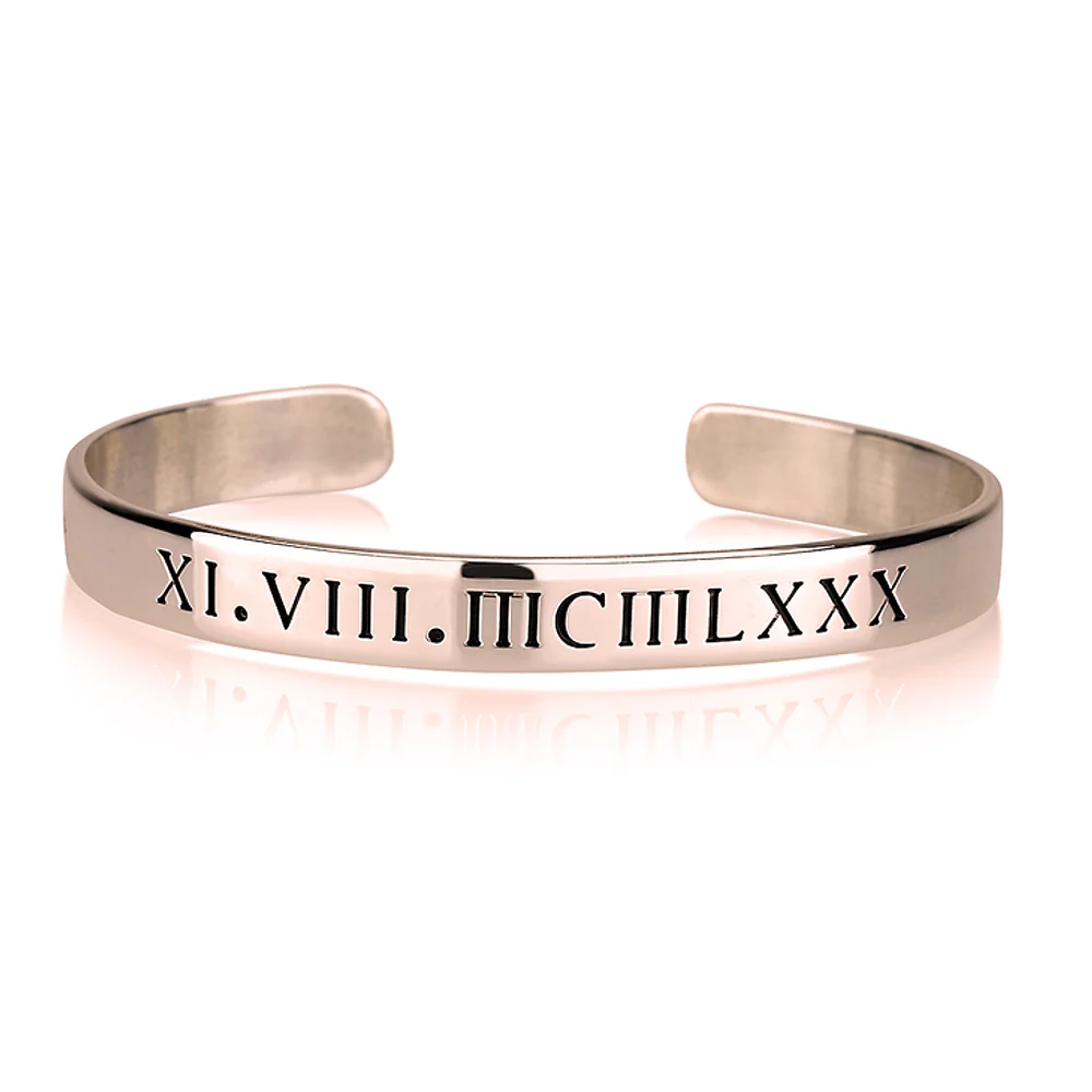 Gold & Silver Personalized Roman Numeral Cuff Bracelet - FKJBRLU6263 - Image 5