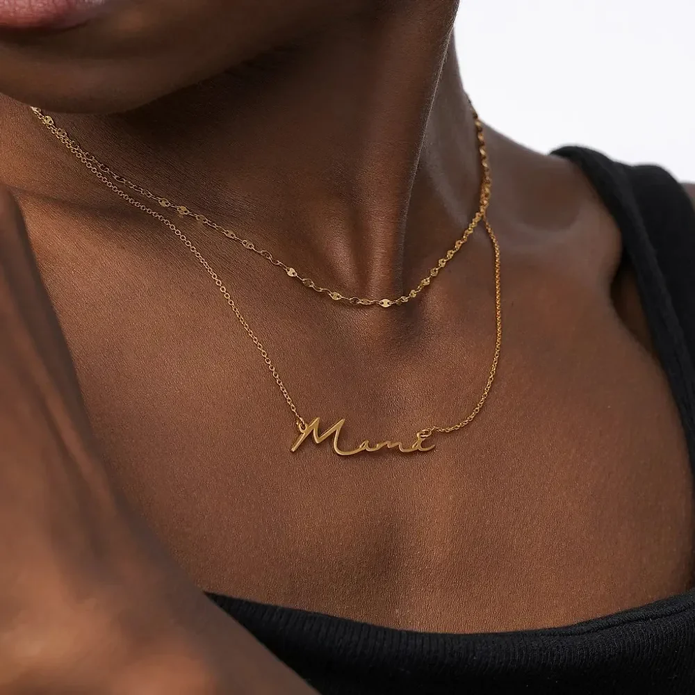 Gold & Silver Personalized Signature Style Name Necklace - FKJNKLU6149 - Image 2