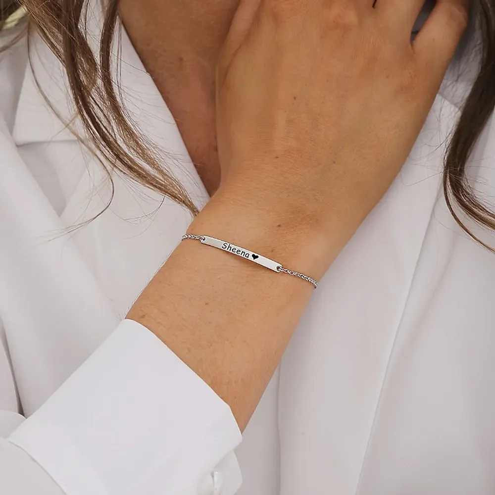 Gold & Silver Personalized Skinny Bar Bracelet - FKJBRLU6265 - Image 2