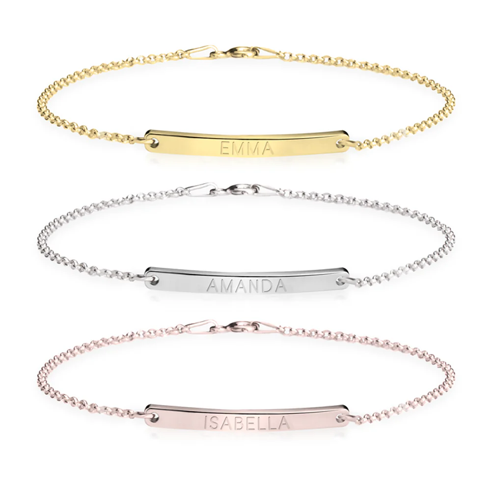 Gold & Silver Personalized Skinny Bar Bracelet - FKJBRLU6265 - Image 3