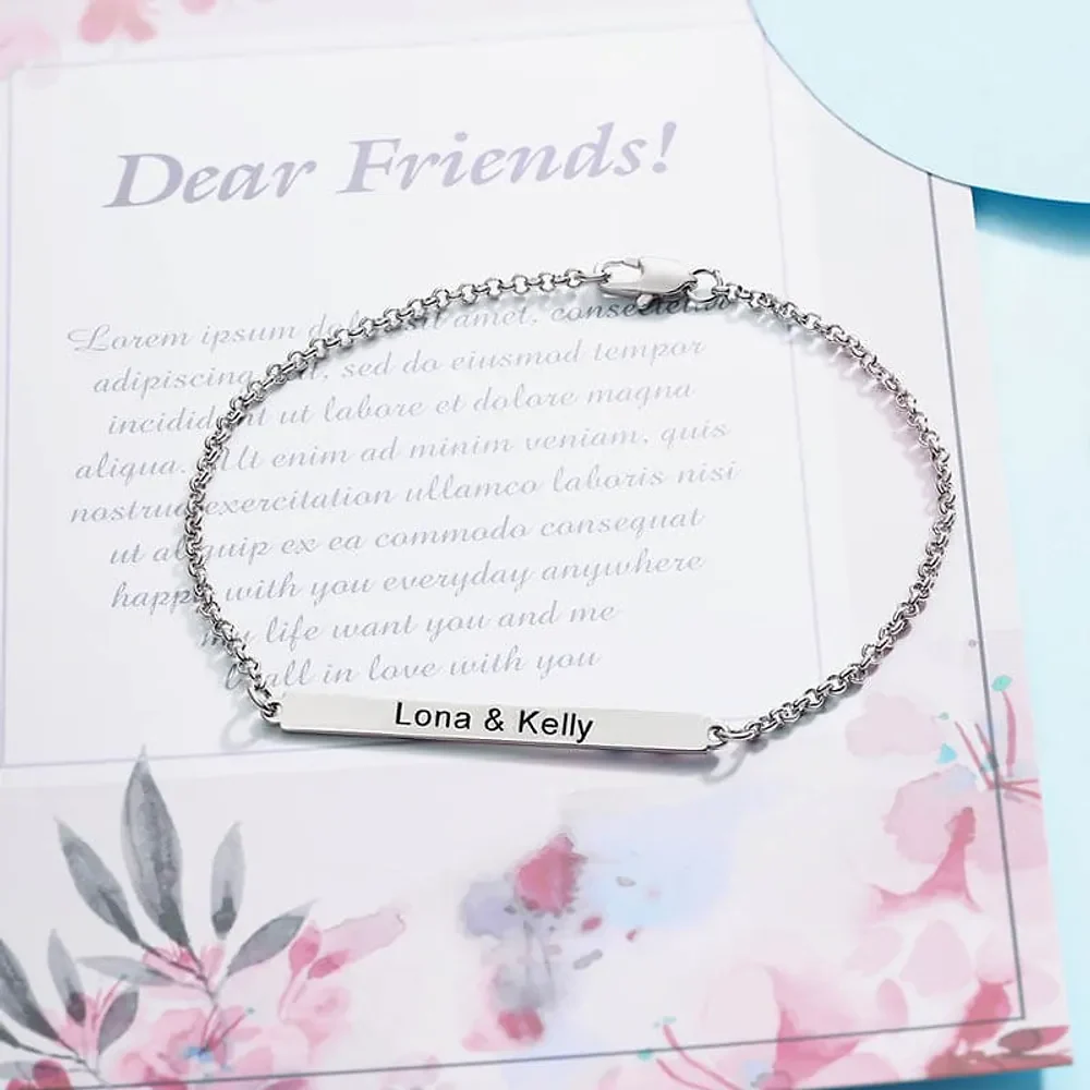 Gold & Silver Personalized Skinny Bar Bracelet - FKJBRLU6265 - Image 8
