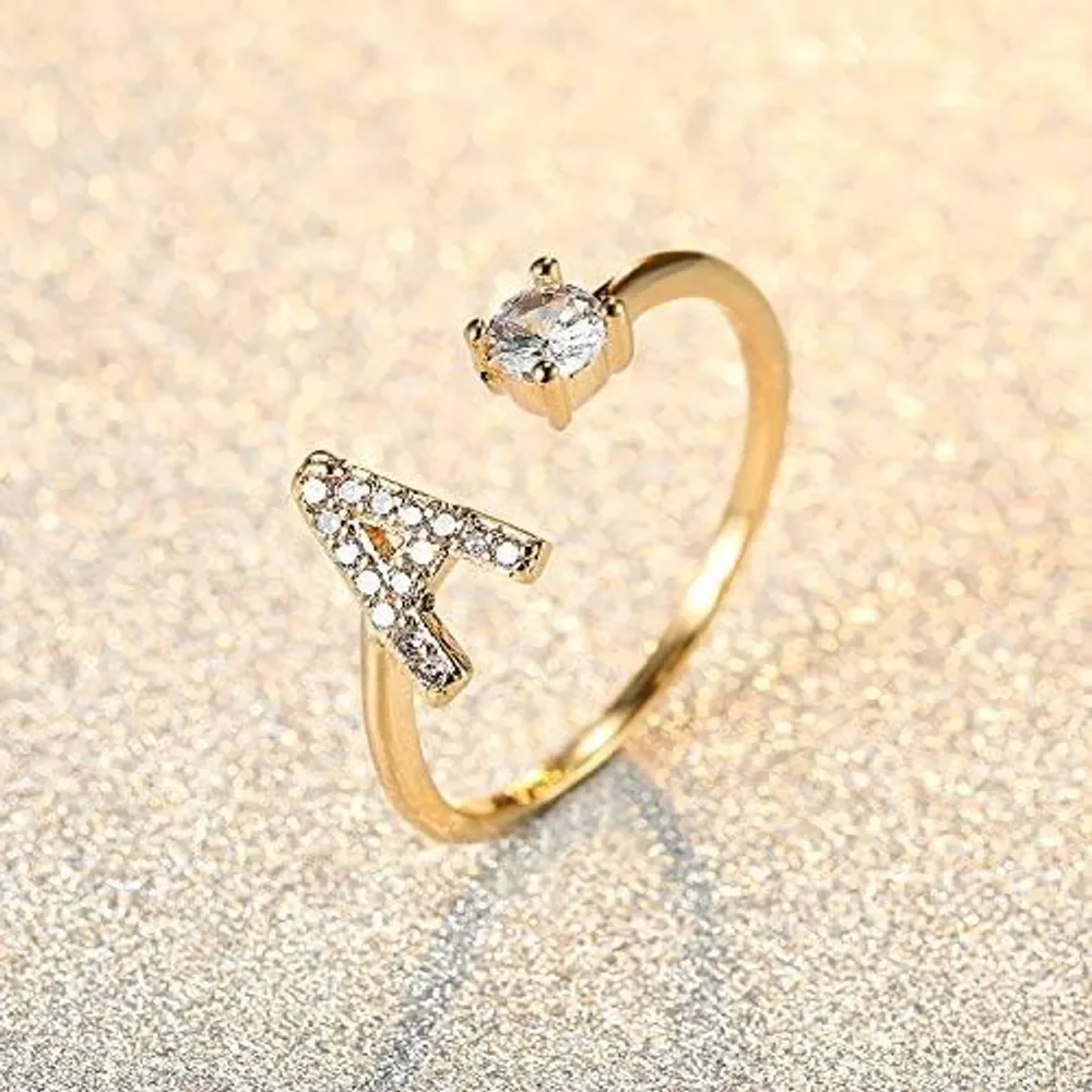 Gold & Silver Personalized Stone Initial Ring - FKJRNU6238 - Image 4