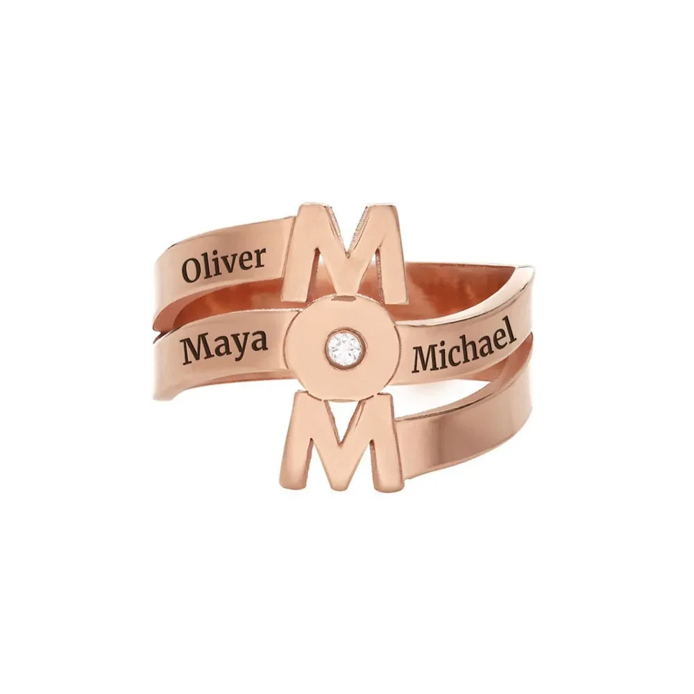 Gold & Silver Personalized The Mom Ring with a Birthstone - FKJRNU6244 - Image 10