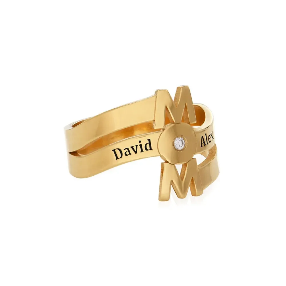 Gold & Silver Personalized The Mom Ring with a Birthstone - FKJRNU6244 - Image 7