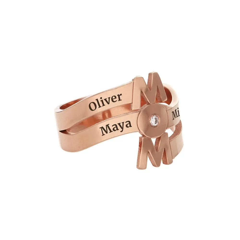 Gold & Silver Personalized The Mom Ring with a Birthstone - FKJRNU6244 - Image 9