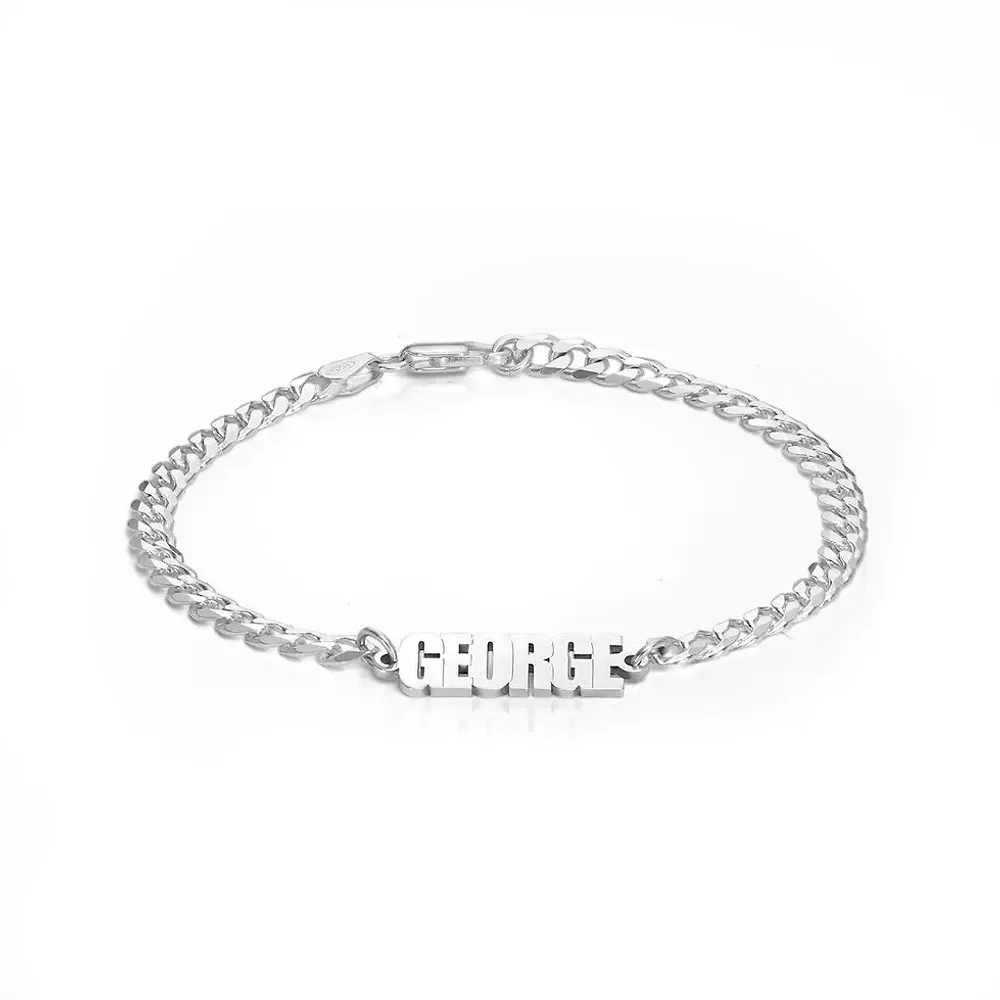 Gold & Silver Personalized Thick Chain Name Bracelet in Sterling - FKJBRLU6257 - Image 2