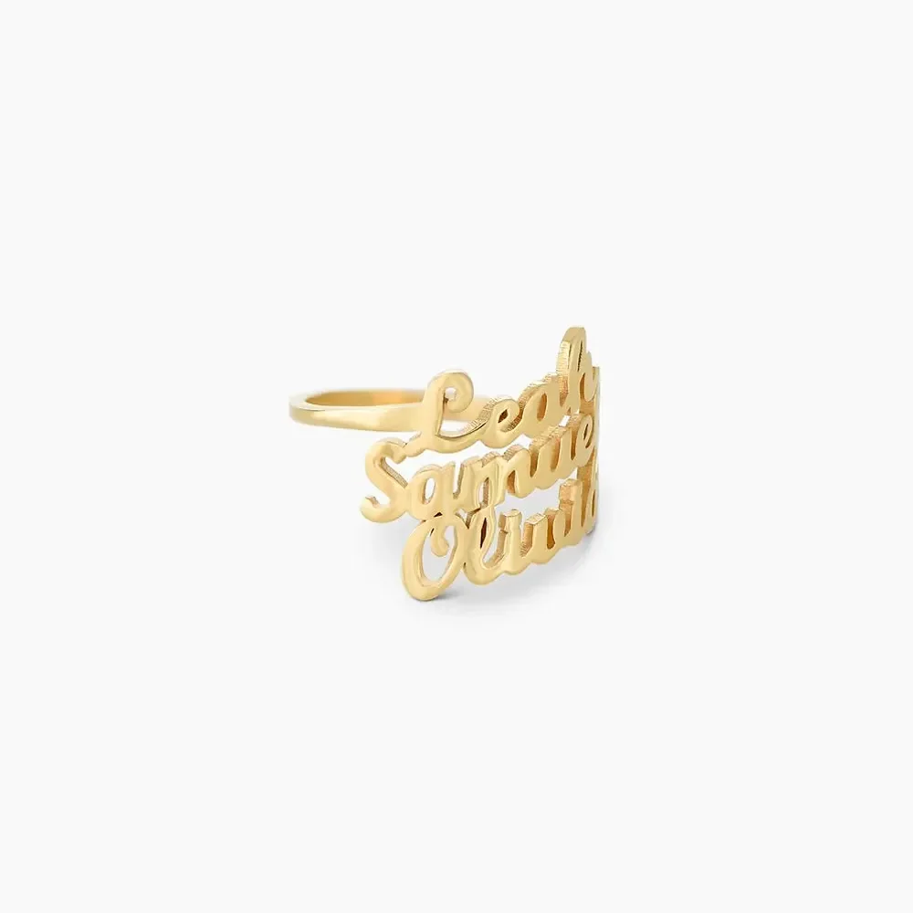 Gold & Silver Personalized Three Name Ring - FKJRNU6221 - Image 6