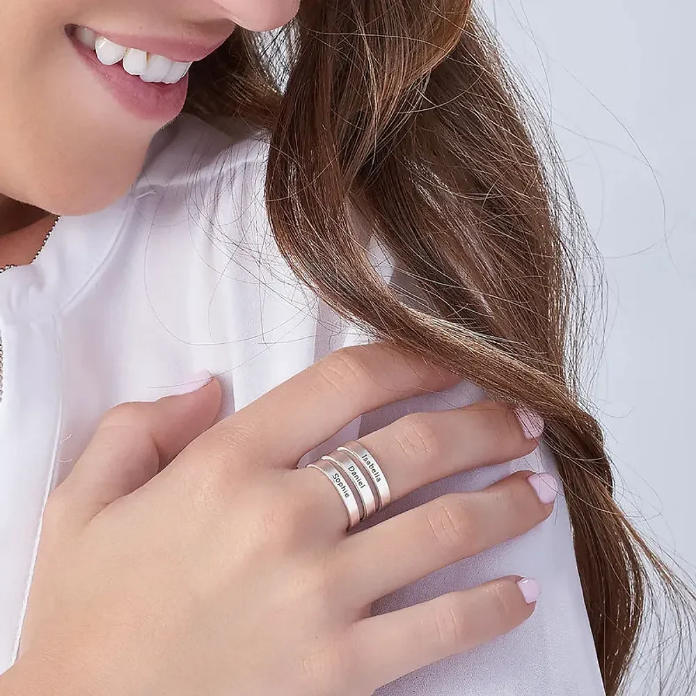 Gold & Silver Personalized Three Name Ring - FKJRNU6229 - Image 9
