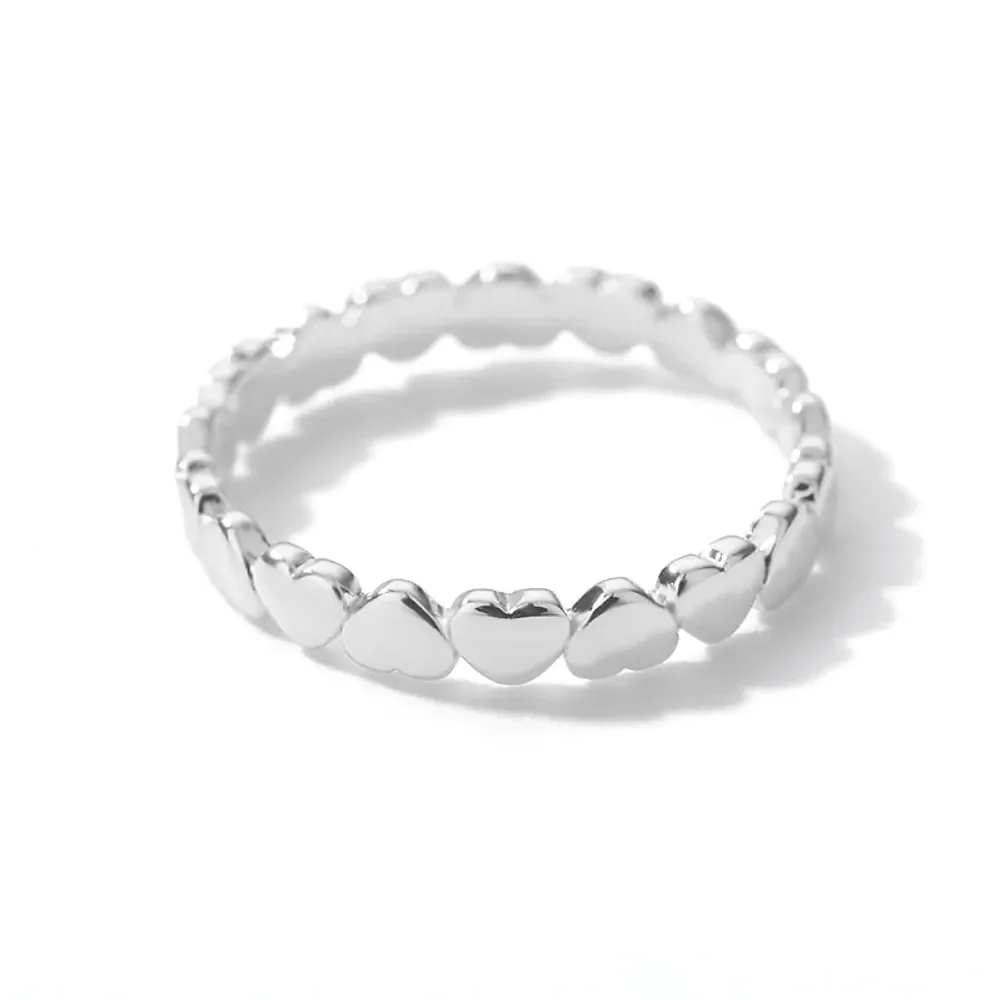 Gold & Silver Personalized Tiny Heart Stackable Ring - FKJRNU6233 - Image 2