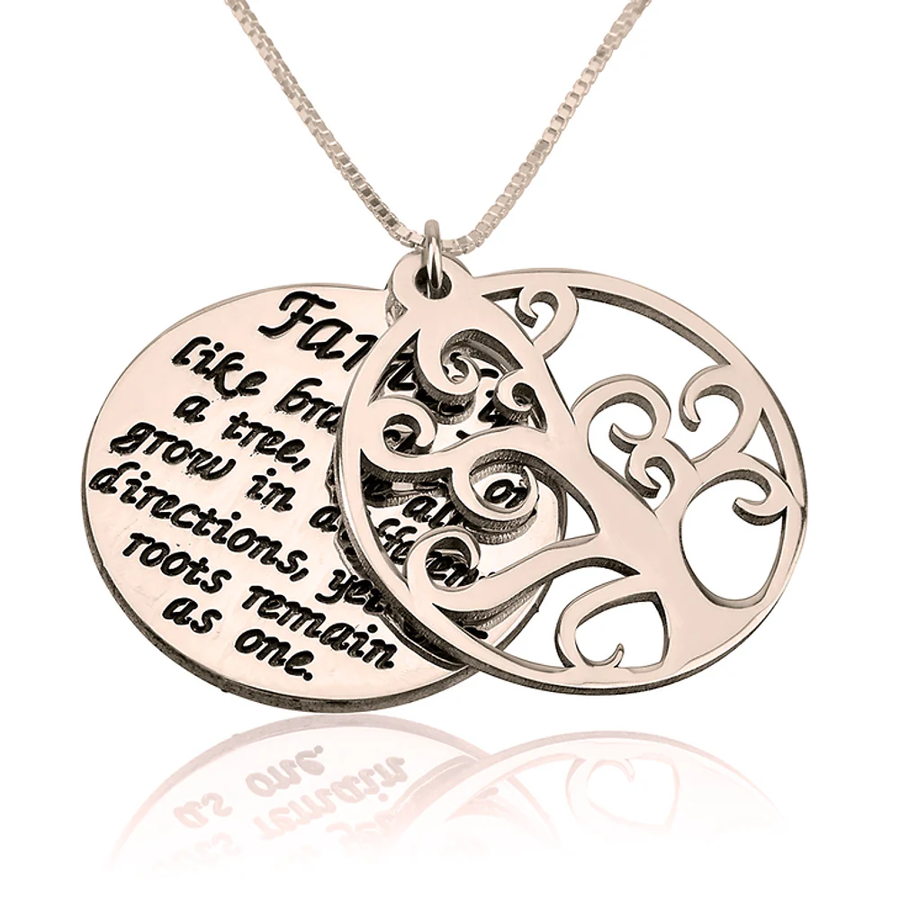 Gold & Silver Personalized Tree Of Life Pendant Necklace - FKJNKLU6210 - Image 4