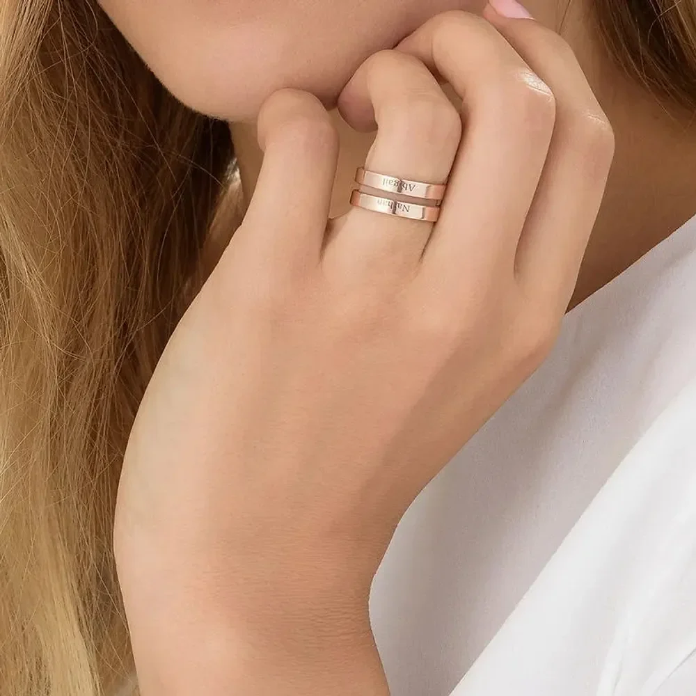 Gold & Silver Personalized Two Name Ring - FKJRNU6230 - Image 2