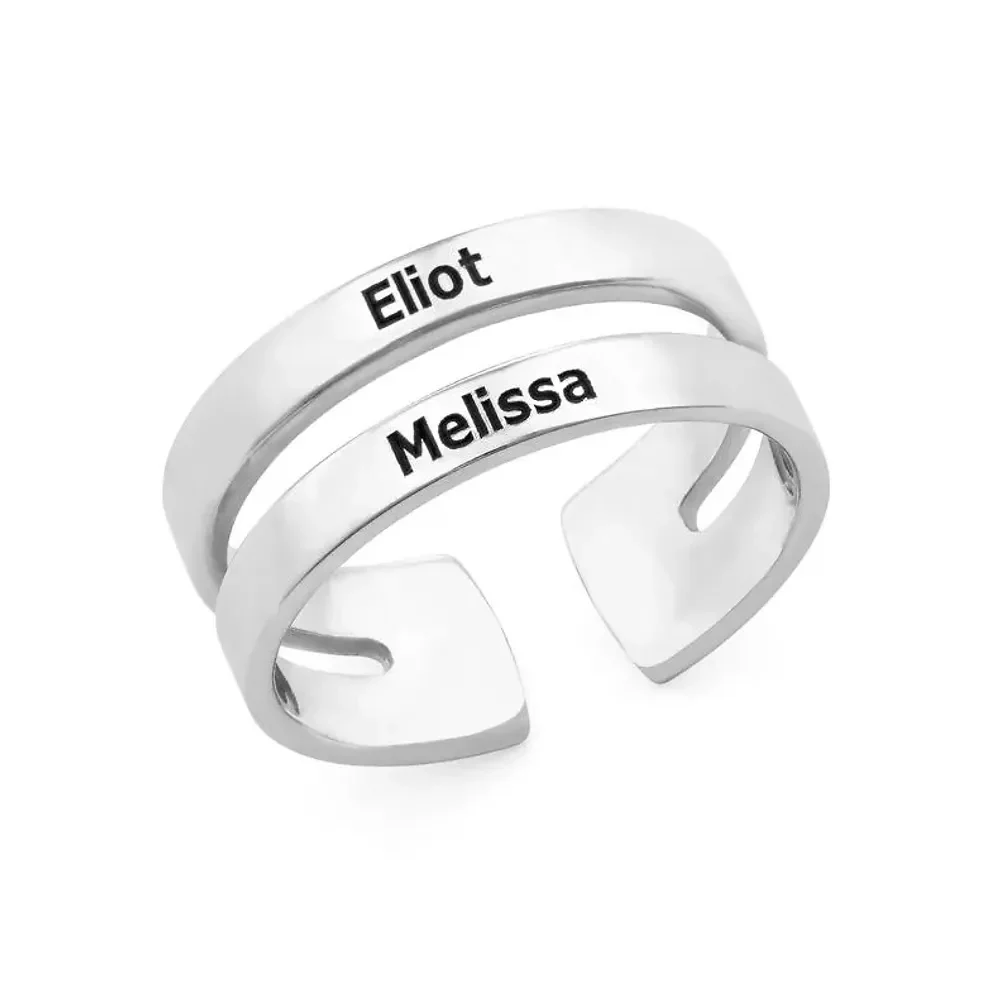 Gold & Silver Personalized Two Name Ring - FKJRNU6230 - Image 3