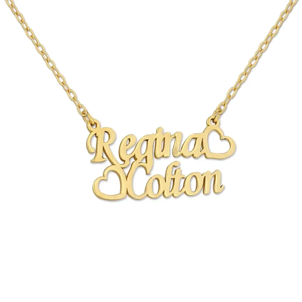 Gold & Silver Personalized Two Name with Heart Necklace - FKJNKLU6174 - Image 2